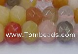 CRB1822 15.5 inches 6*10mm faceted rondelle mixed rutilated quartz beads