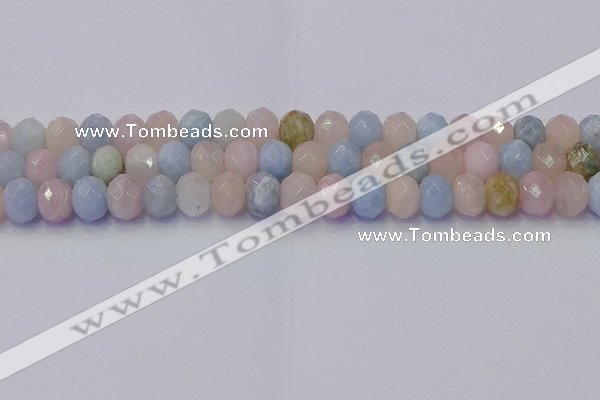 CRB1830 15.5 inches 6*10mm faceted rondelle morganite beads