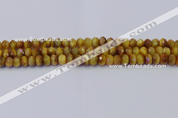 CRB1837 15.5 inches 5*8mm faceted rondelle golden tiger eye beads