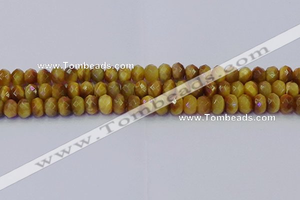 CRB1838 15.5 inches 6*10mm faceted rondelle golden tiger eye beads