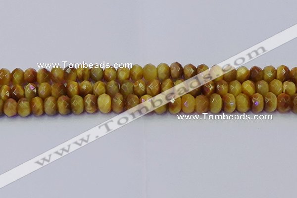 CRB1838 15.5 inches 6*10mm faceted rondelle golden tiger eye beads