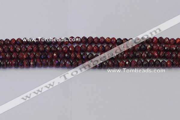 CRB1844 15.5 inches 4*6mm faceted rondelle red tiger eye beads