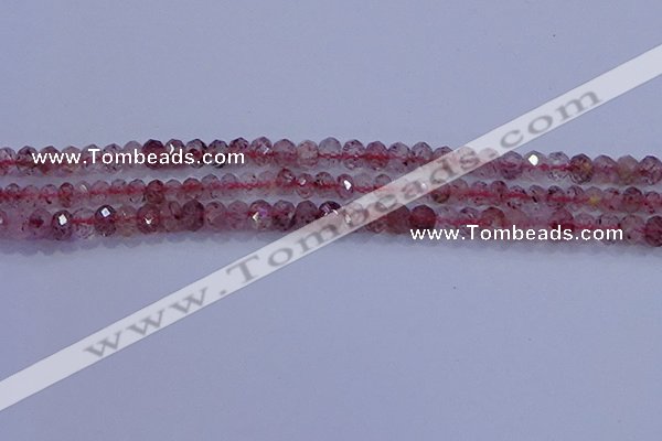 CRB1864 15.5 inches 2.5*4mm faceted rondelle strawberry quartz beads