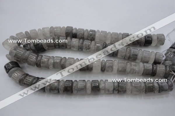 CRB189 15.5 inches 6*16mm – 10*16mm rondelle cloudy quartz beads