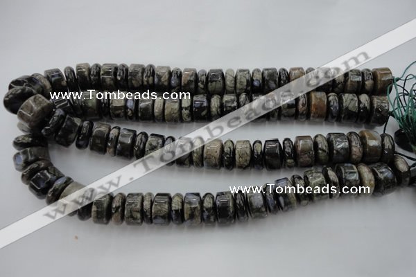 CRB190 15.5 inches 6*16mm – 10*16mm rondelle grey opal gemstone beads