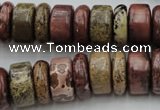 CRB191 15.5 inches 6*16mm – 10*16mm rondelle red artistic jasper beads