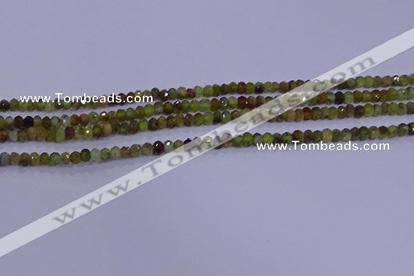 CRB1918 15.5 inches 2*3mm faceted rondelle green garnet beads