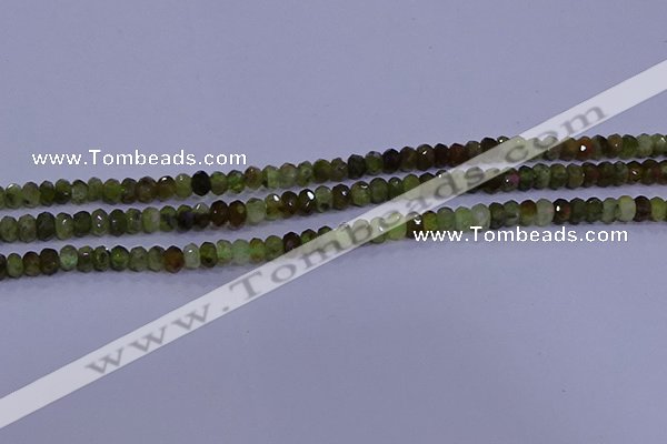 CRB1919 15.5 inches 2.5*4mm faceted rondelle green garnet beads