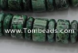 CRB192 15.5 inches 6*16mm – 10*16mm rondelle green picture jasper beads