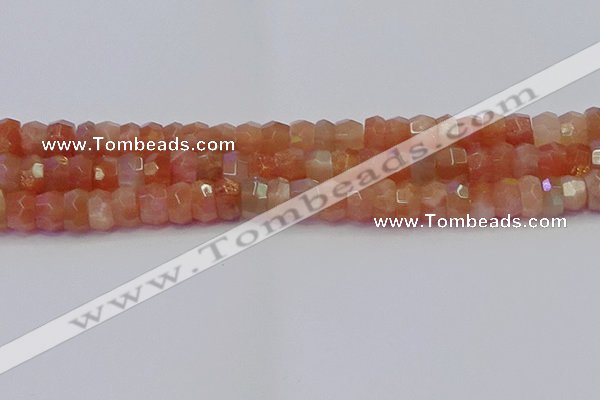 CRB1932 15.5 inches 6*10mm faceted rondelle sunstone beads