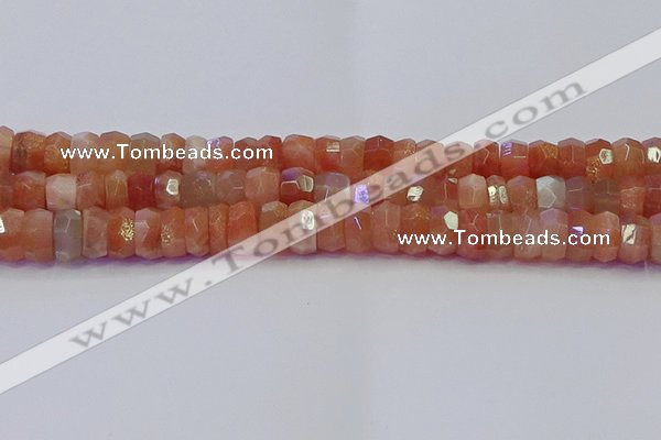 CRB1933 15.5 inches 6*12mm faceted rondelle sunstone beads