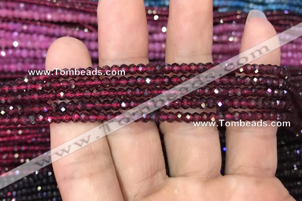 CRB1938 15.5 inches 2*3mm faceted rondelle red garnet gemstone beads