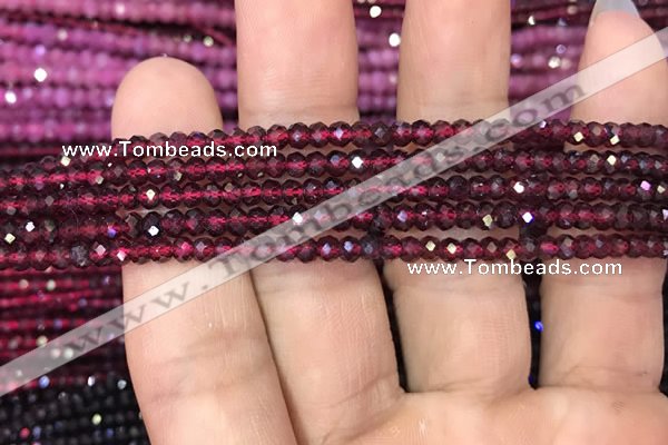 CRB1939 15.5 inches 2.5*4mm faceted rondelle red garnet gemstone beads