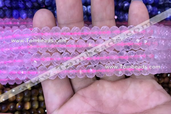 CRB1941 15.5 inches 6*8mm faceted rondelle rose quartz beads