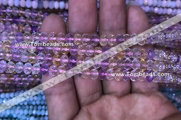 CRB1943 15.5 inches 4*6mm faceted rondelle ametrine beads