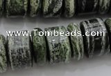 CRB195 6*18mm – 13*18mm rondelle green silver line jasper beads