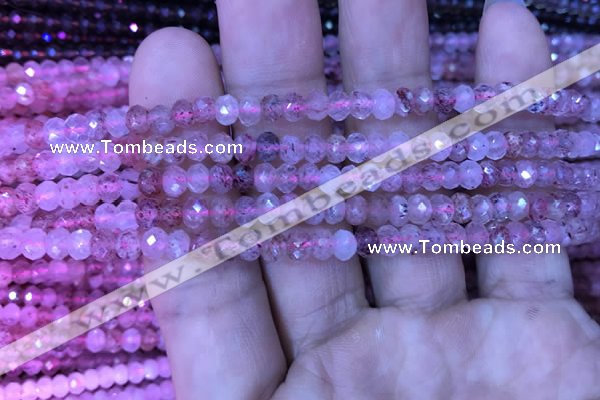 CRB1955 15.5 inches 3.5*5mm faceted rondelle strawberry quartz beads