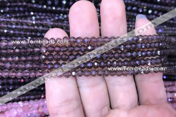 CRB1957 15.5 inches 3*4mm faceted rondelle smoky quartz beads