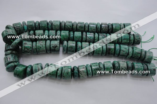 CRB197 15.5 inches 6*18mm – 13*18mm rondelle green picture jasper beads