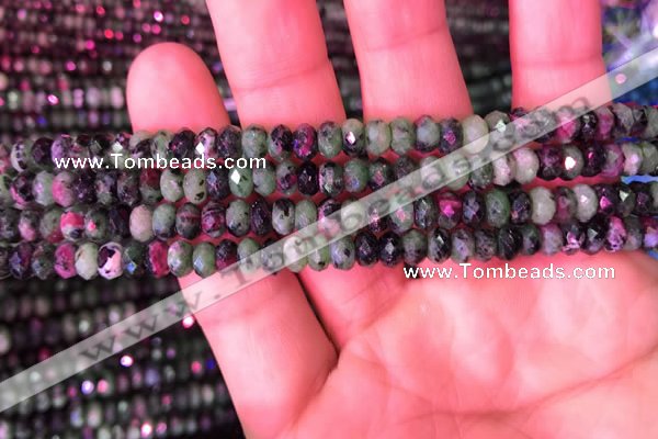 CRB1976 15.5 inches 4*6mm faceted rondelle ruby zoisite beads