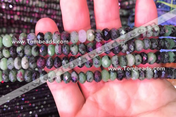 CRB1977 15.5 inches 5*8mm faceted rondelle ruby zoisite beads