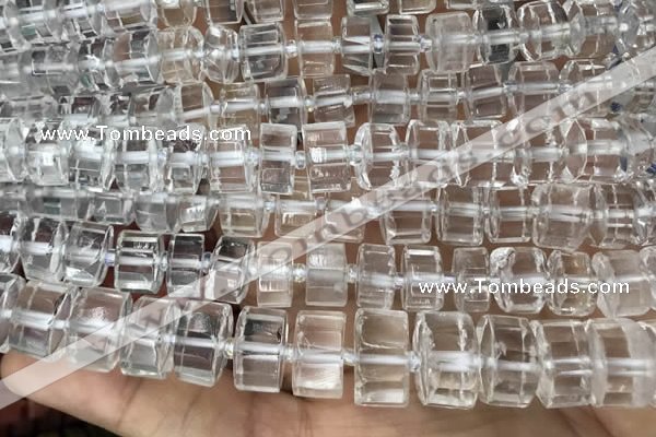 CRB2000 15.5 inches 7mm - 8mm faceted tyre white crystal beads
