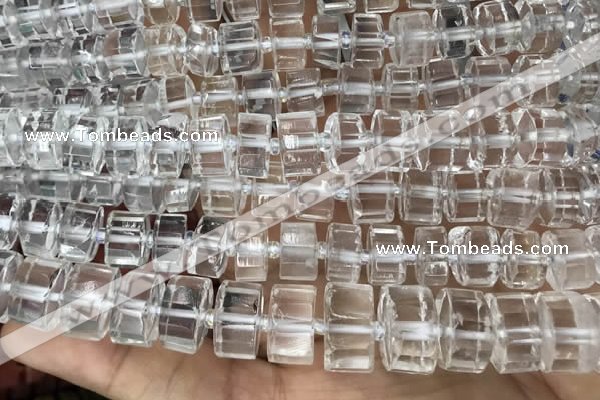 CRB2001 15.5 inches 9mm - 10mm faceted tyre white crystal beads