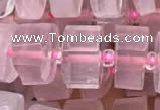 CRB2005 15.5 inches 7mm - 8mm faceted tyre rose quartz beads