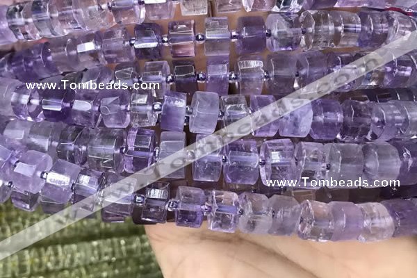 CRB2012 15.5 inches 11mm - 12mm faceted tyre light amethyst beads