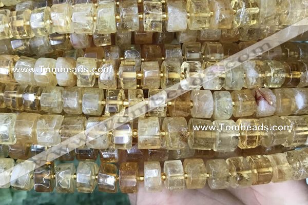 CRB2036 15.5 inches 9mm - 10mm faceted tyre citrine gemstone beads