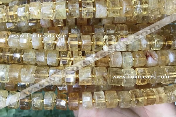 CRB2037 15.5 inches 11mm - 12mm faceted tyre citrine gemstone beads