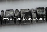 CRB204 15.5 inches 6*18mm - 13*18mm rondelle black labradorite beads