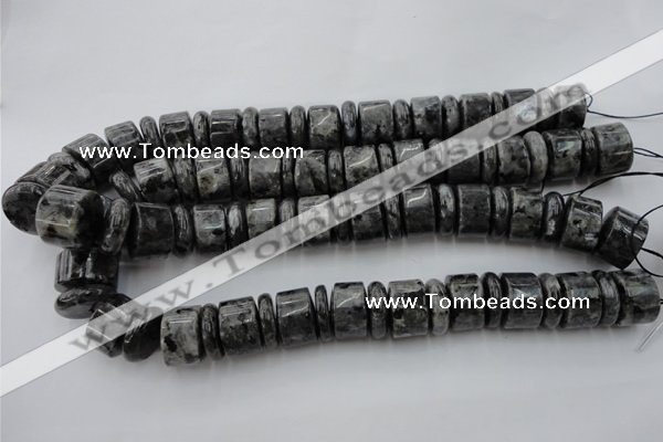 CRB204 15.5 inches 6*18mm - 13*18mm rondelle black labradorite beads