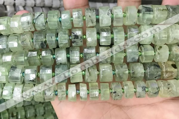 CRB2042 15.5 inches 11mm - 12mm faceted tyre prehnite beads