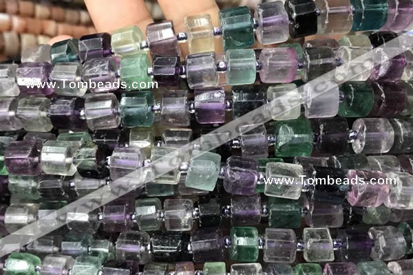 CRB2045 15.5 inches 7mm - 8mm faceted tyre fluorite gemstone beads