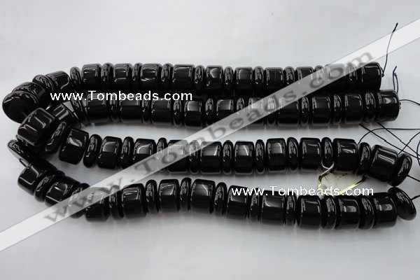 CRB206 15.5 inches 6*18mm - 13*18mm rondelle black agate beads