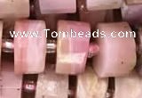 CRB2075 15.5 inches 7mm - 8mm faceted tyre pink opal beads