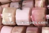 CRB2076 15.5 inches 9mm - 10mm faceted tyre pink opal beads