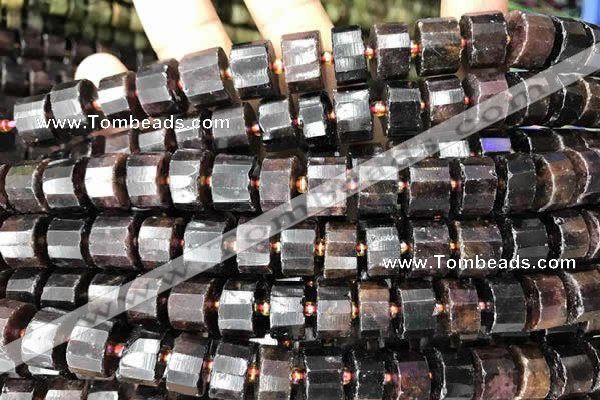 CRB2095 15.5 inches 7mm - 8mm faceted tyre orange garnet beads