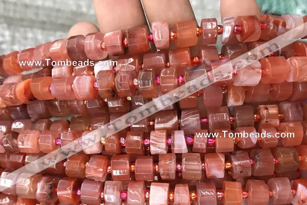 CRB2105 15.5 inches 7mm - 8mm faceted tyre red agate beads