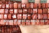 CRB2108 15.5 inches 12mm - 13mm faceted tyre south red agate beads