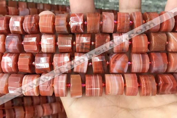 CRB2109 15.5 inches 13mm - 14mm faceted tyre south red agate beads