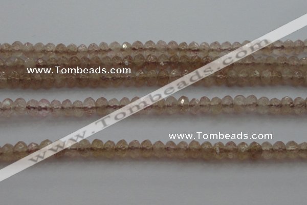 CRB211 15.5 inches 3*4mm faceted rondelle strawberry quartz beads