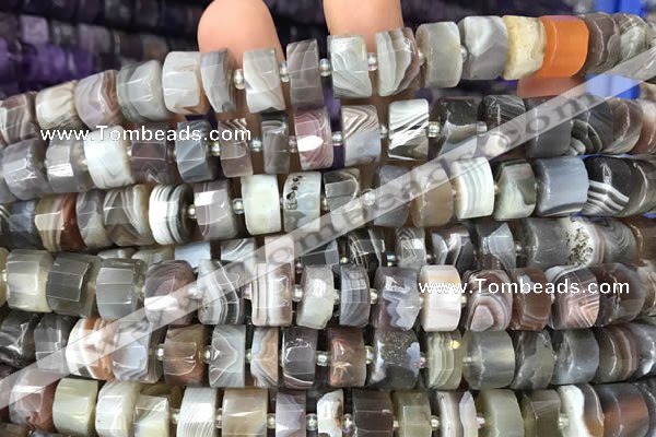 CRB2110 15.5 inches 7mm - 8mm faceted tyre Botswana agate beads