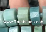 CRB2116 15.5 inches 9mm - 10mm faceted tyre amazonite beads