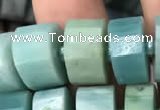 CRB2117 15.5 inches 11mm - 12mm faceted tyre amazonite beads