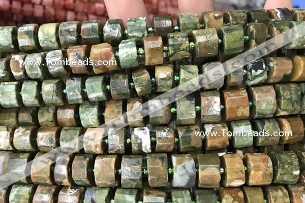 CRB2120 15.5 inches 7mm - 8mm faceted tyre rhyolite gemstone beads