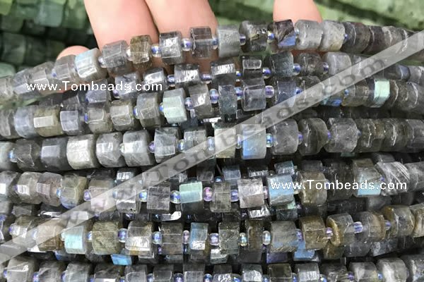 CRB2130 15.5 inches 7mm - 8mm faceted tyre labradorite gemstone beads