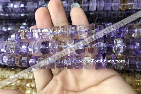 CRB2157 15.5 inches 11mm - 12mm faceted tyre ametrine beads