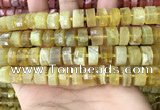 CRB2172 15.5 inches 12mm - 13mm faceted tyre yellow opal beads